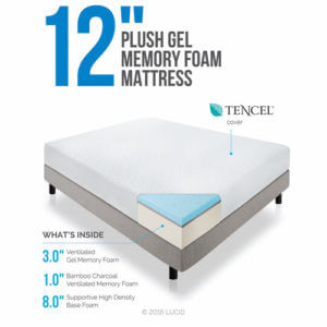 LUCID 12 Inch Gel Memory Foam Mattress