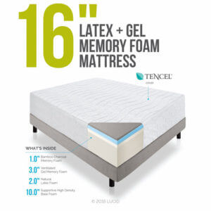 LUCID 16 Inch Plush Memory Foam and Latex Mattress